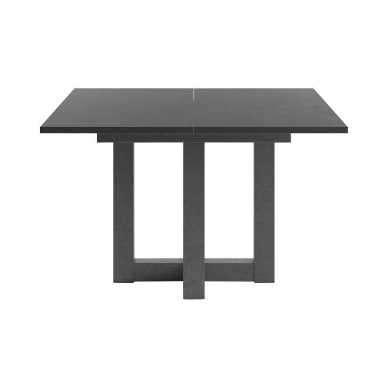 Set One Atlanta-System Esstisch Tischplatte quadratisch Dekor Schwarzstahl Gestell Doppel-U Dekor graphit frontal