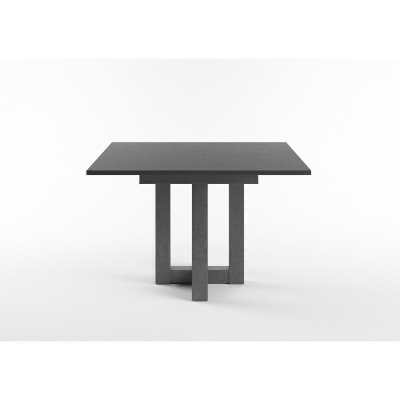 Set One Atlanta-System Esstisch Tischplatte quadratisch Dekor Schwarzstahl Gestell Doppel-U Dekor graphit seitlich