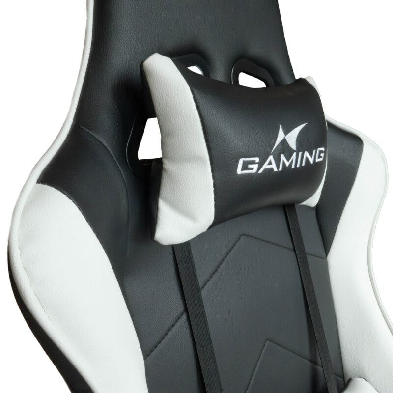 Qbuiz 100681 ergonomischer Gaming Sessel in Kunstleder Schwarz/Weiß - Kopfstütze