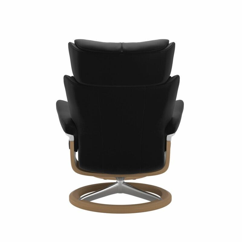 Stressless Magic M Signature Sessel mit oder ohne Hocker - Lederbezug Paloma Black, Gestell in Eiche und Chrom