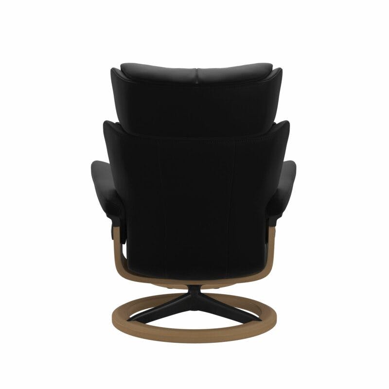 Stressless Magic M Signature Sessel mit oder ohne Hocker - Lederbezug Paloma Black, Gestell in Eiche und Schwarz