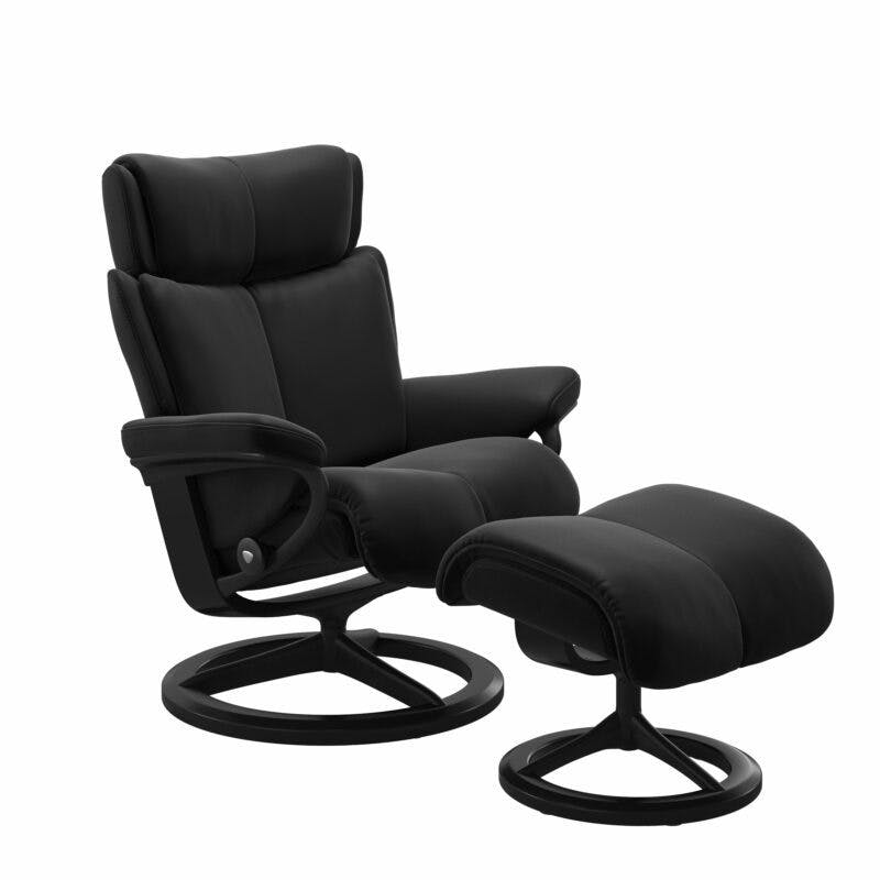 Stressless Magic M Signature Sessel mit oder ohne Hocker - Lederbezug Paloma Black, Gestell in Schwarz und Schwarz