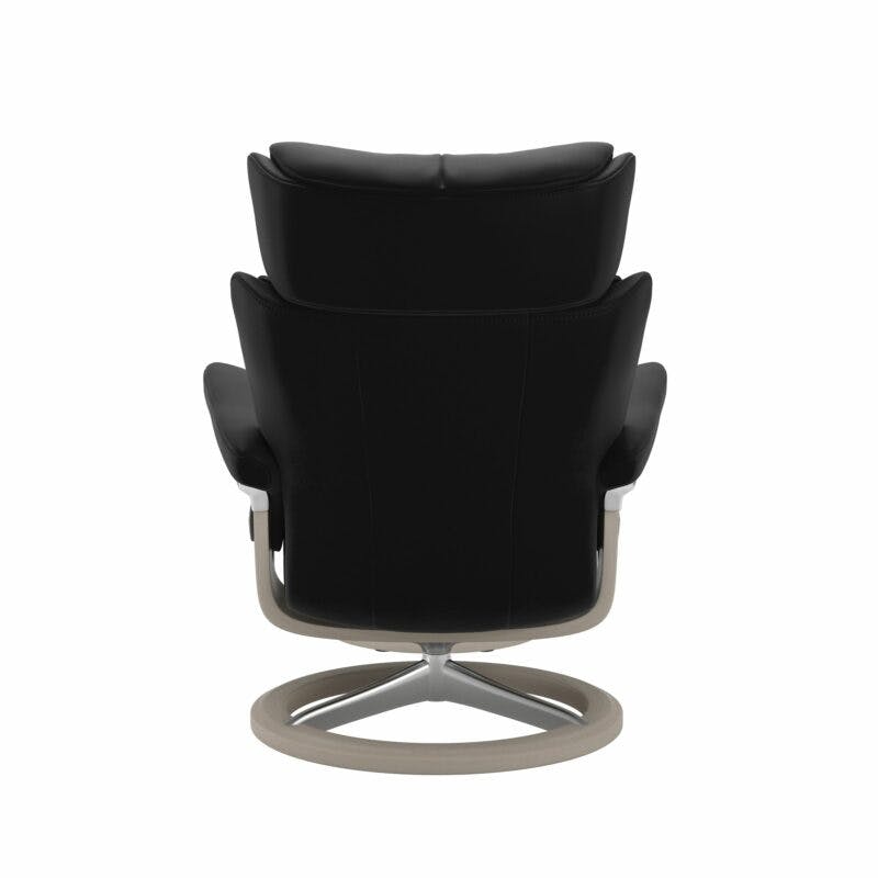 Stressless Magic M Signature Sessel mit oder ohne Hocker - Lederbezug Paloma Black, Gestell in Whitewash und Chrom