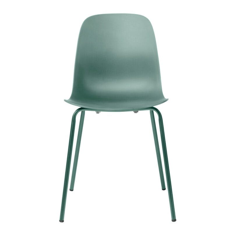 Trendstore Urix Stuhl mit Sitzschale und Metallfüßen in der Farbe Dusty Green.