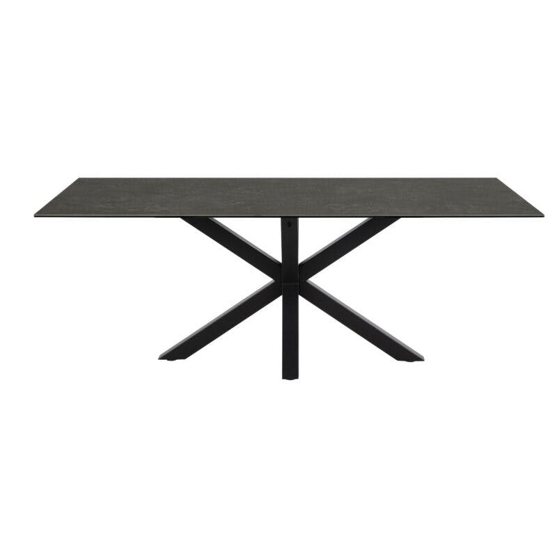Trendstore Anabel Esstisch mit einer Tischplatte aus Keramik in schwarz mit einer Breite von ca. 200 cm - Frontansicht