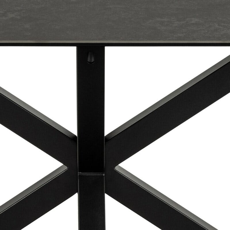 Trendstore Anabel Esstisch mit Tischplatte aus Keramik in schwarz - Detailansicht Tischplatte und Gestell
