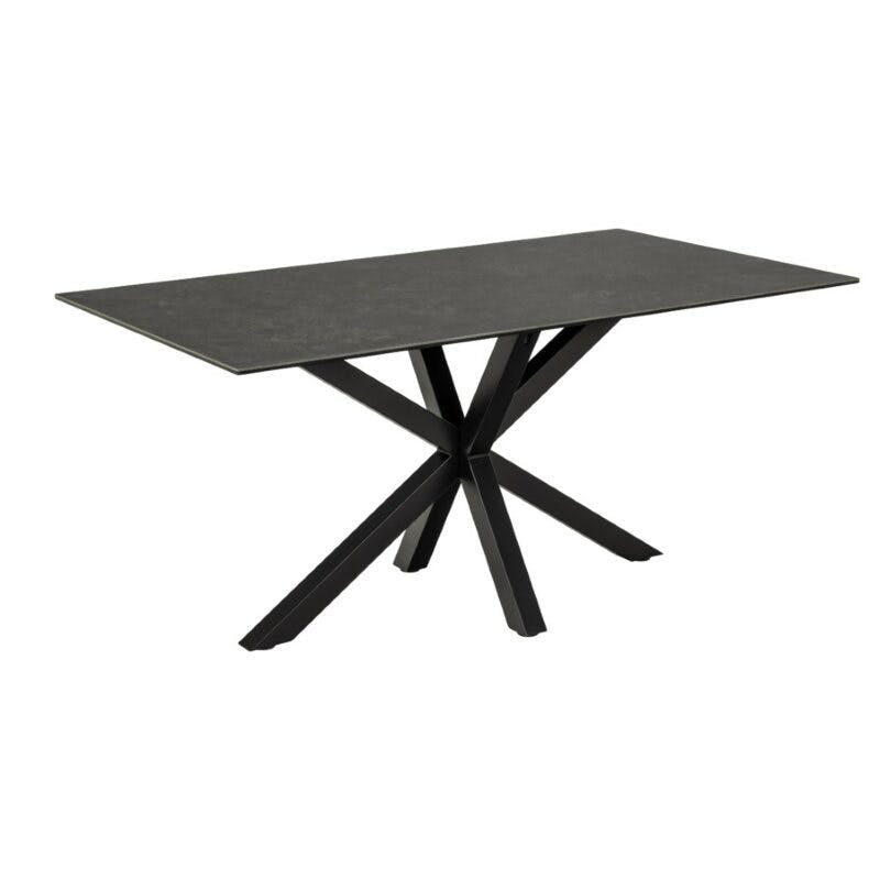 Trendstore Anabel Esstisch mit einer Tischplatte aus Keramik in schwarz mit einer Breite von ca. 160 cm - Seitenansicht
