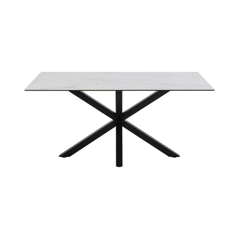 Trendstore Anabel Esstisch mit einer Tischplatte aus Keramik in weiß mit einer Breite von ca. 160 cm - Frontansicht