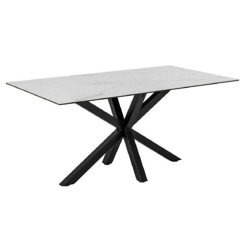 Trendstore Anabel Esstisch mit einer Tischplatte aus Keramik in weiß mit einer Breite von ca. 160 cm - Seitenansicht