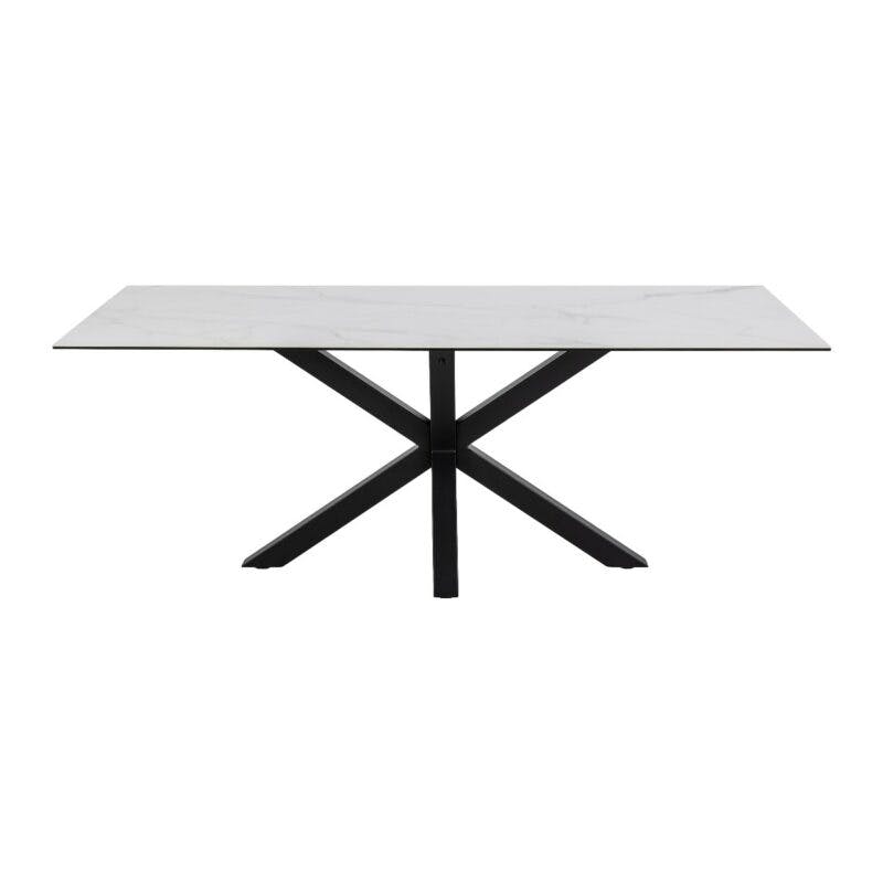 Trendstore Anabel Esstisch mit einer Tischplatte aus Keramik in weiß mit einer Breite von ca. 200 cm - Frontansicht
