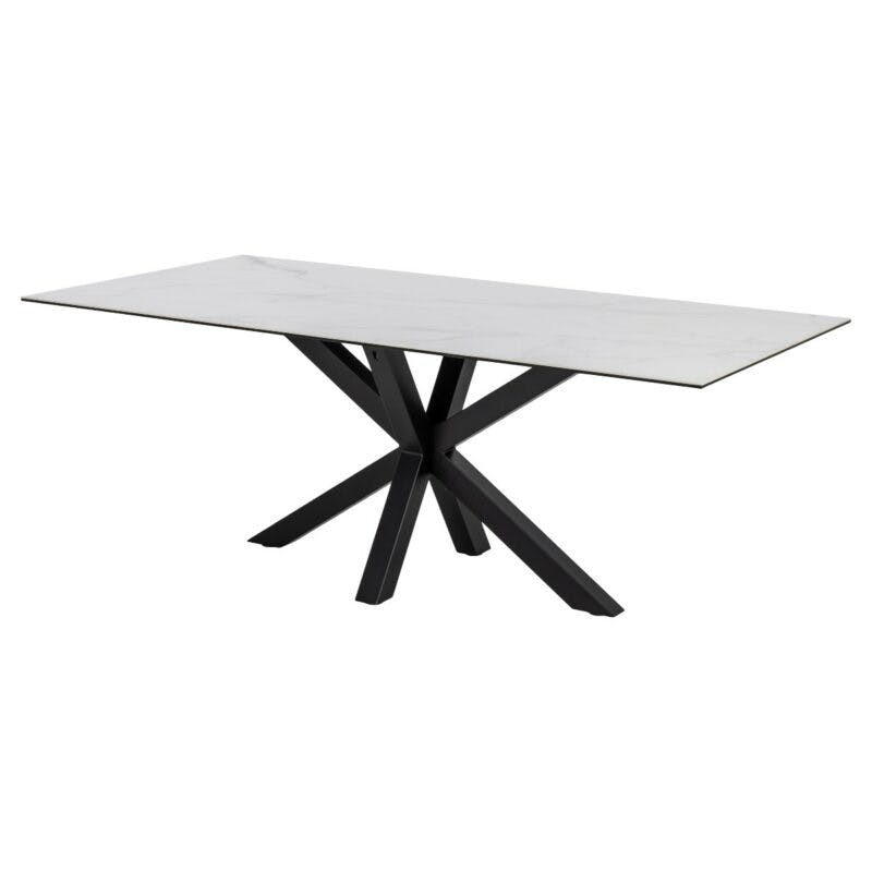 Trendstore Anabel Esstisch mit einer Tischplatte aus Keramik in weiß mit einer Breite von ca. 200 cm - Seitenansicht