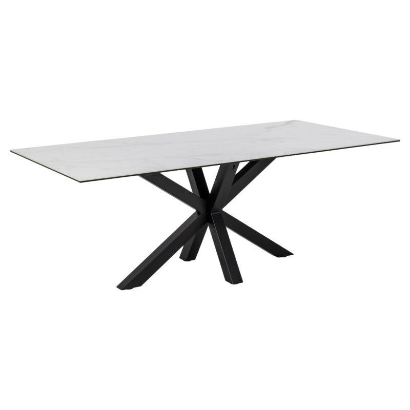 Trendstore Anabel Esstisch mit einer Tischplatte aus Keramik in weiß mit einer Breite von ca. 200 cm - Seitenansicht