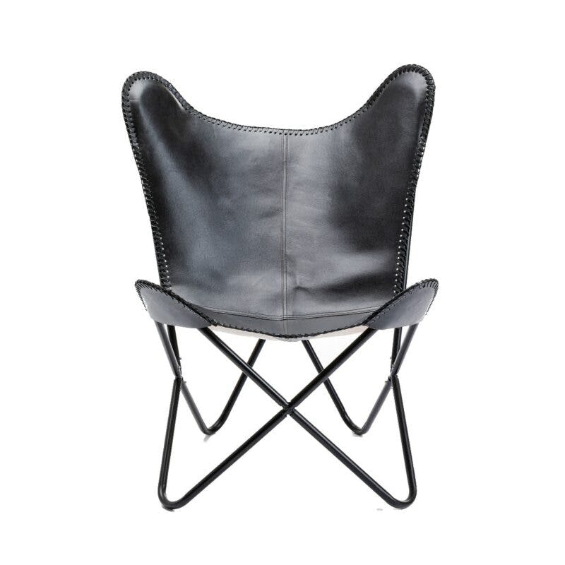 Kare Design California Sessel mit Lederbezug in Schwarz - Frontalansicht
