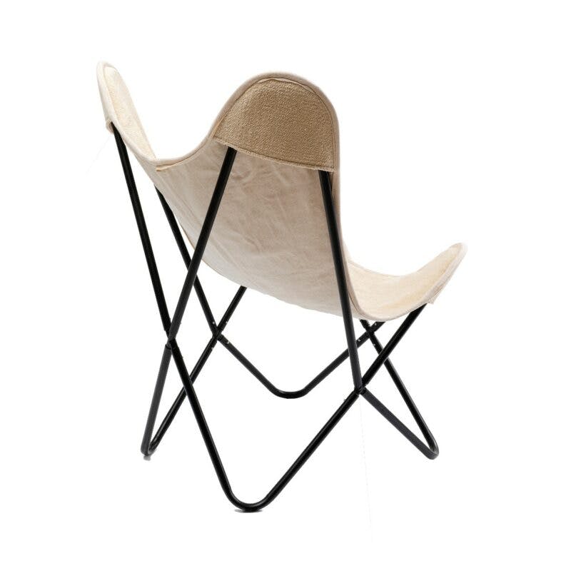 Kare Design California Sessel mit Textilbezug in Creme - Rückenansicht seitlich