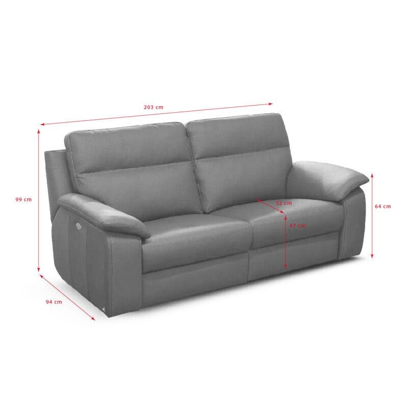 Nicoletti Home New York 3-Sitzer Sofa - Skizze mit Maßen