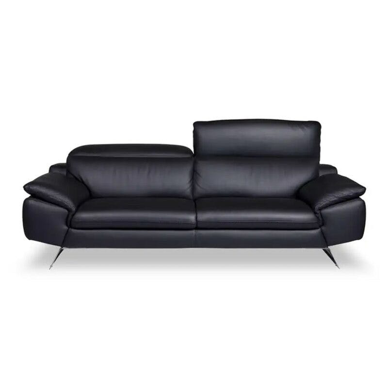 Nicoletti Home Sofa als 3-Sitzer in Leder Schwarz - Frontansicht