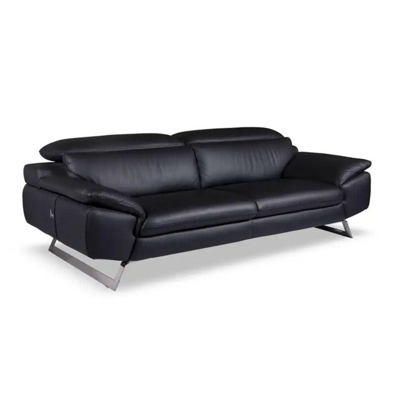 Nicoletti Home Sofa als 3-Sitzer in Leder Schwarz - seitlich