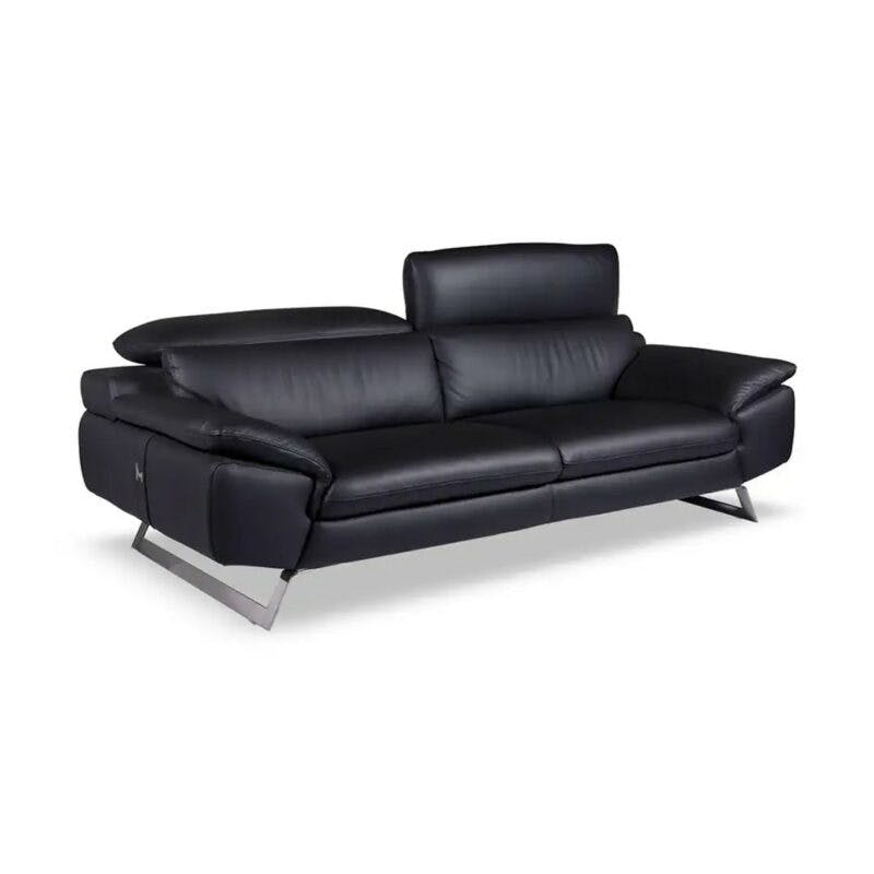 Nicoletti Home Sofa als 3-Sitzer in Leder Schwarz - seitlich mit einer Kopfstütze unten