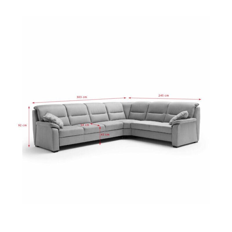 Couchliebe Porto Sofa - Skizze mit Maßen