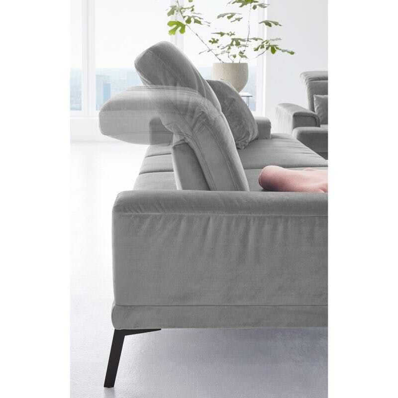 Musterring MR 4580 Sofa in Velvet grey Detailbild Kopfstützen