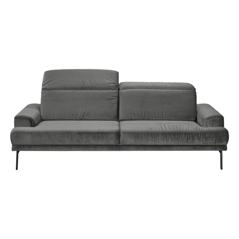 Musterring MR 4580 Sofa in Velvet grey Freisteller frontal Kopfstütze oben