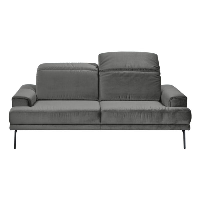 Musterring MR 4580 Sofa in Velvet grey Freisteller frontal Rücken vorgestellt Kopfstütze oben
