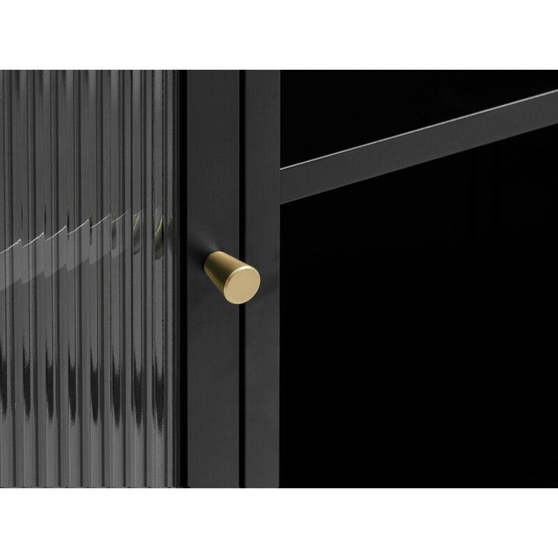 Trendstore Undine Sideboard aus schwarzem Metall mit Glaseinsatz - Detail