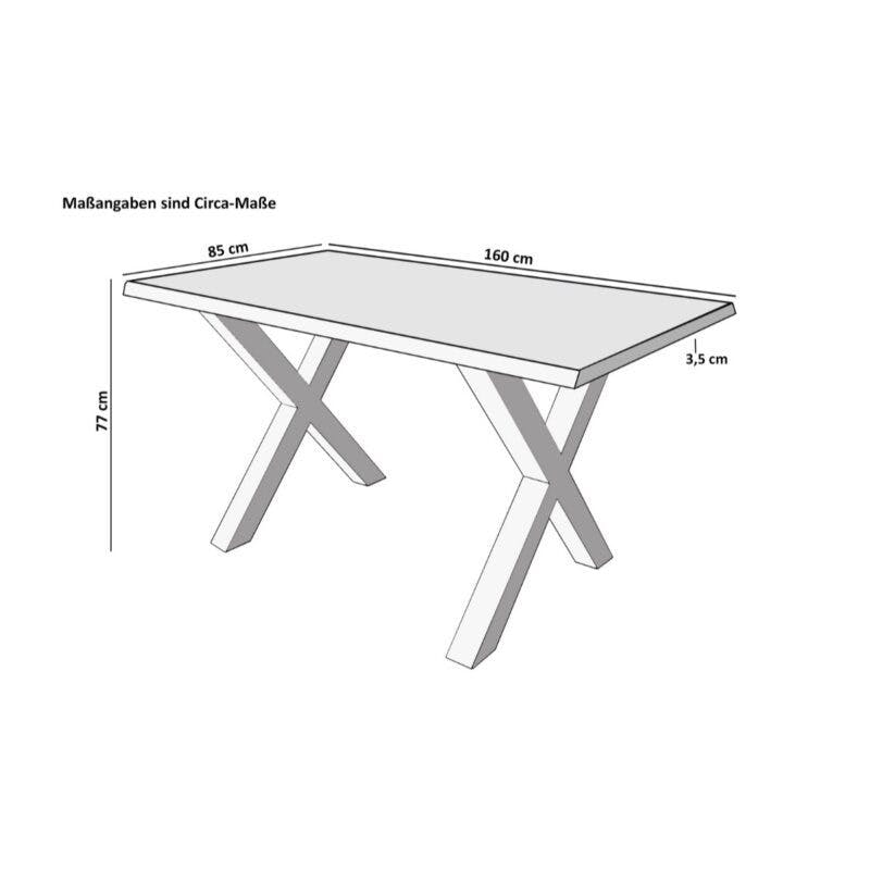 Liadomo Diala Skizze X-Gestell Tischgröße 160x85 cm