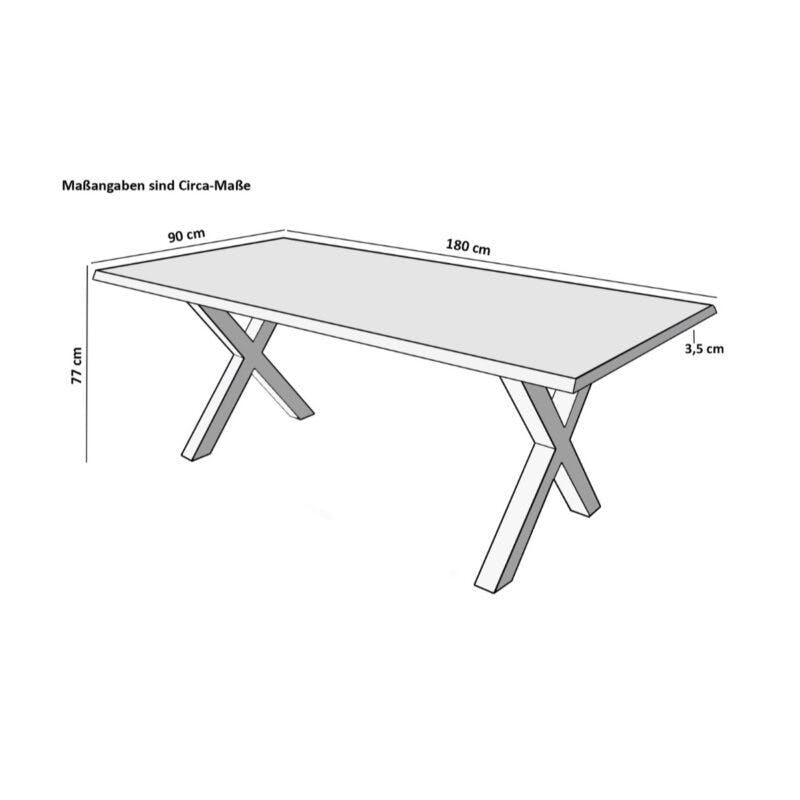 Liadomo Diala Skizze X-Gestell Tischgröße 180x90 cm