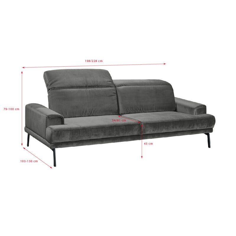Musterring MR 4580 Sofa als Skizze mit Maßen