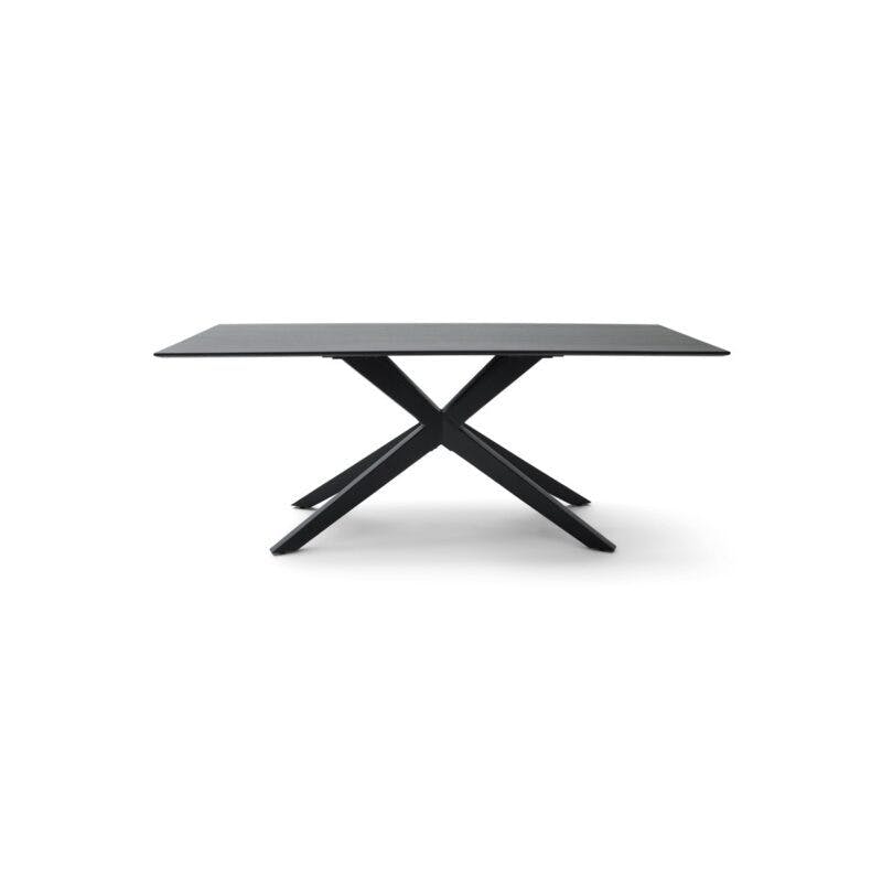 Musterring Tiama Esstisch mit schwarzer, dünner Tischplatte aus Eiche und Sterngestell