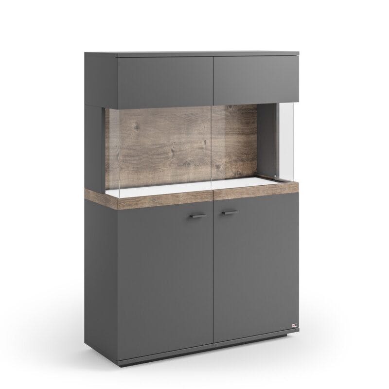 set one by Musterring Lancaster Highboard in Anthrazit mit Vitrinenelement und opt. Beleuchtung