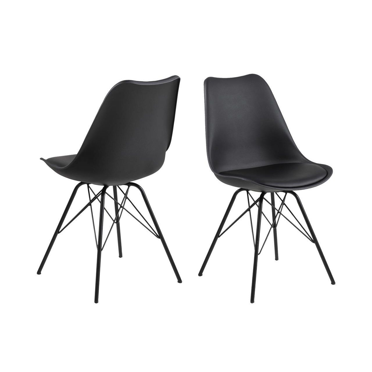 Trendstore „Ariane“ Stuhl mit Bezug aus Kunstleder in Schwarz und Metallgestell.