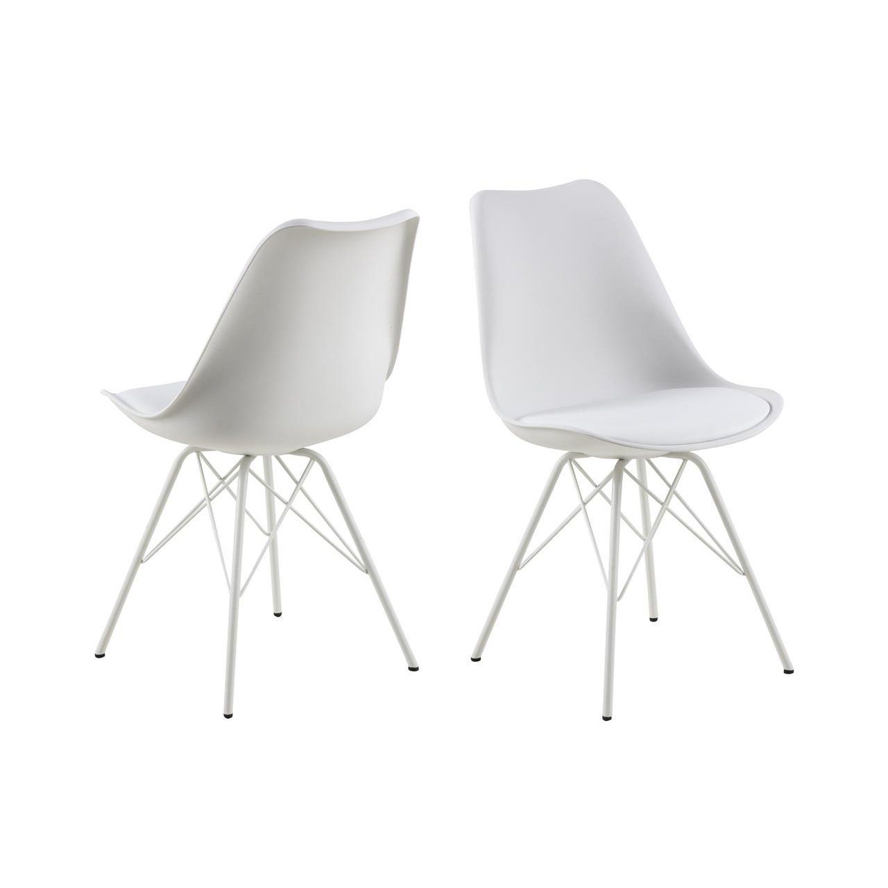 Trendstore „Ariane“ Stuhl mit Bezug aus Kunstleder in Weiß und Metallgestell.