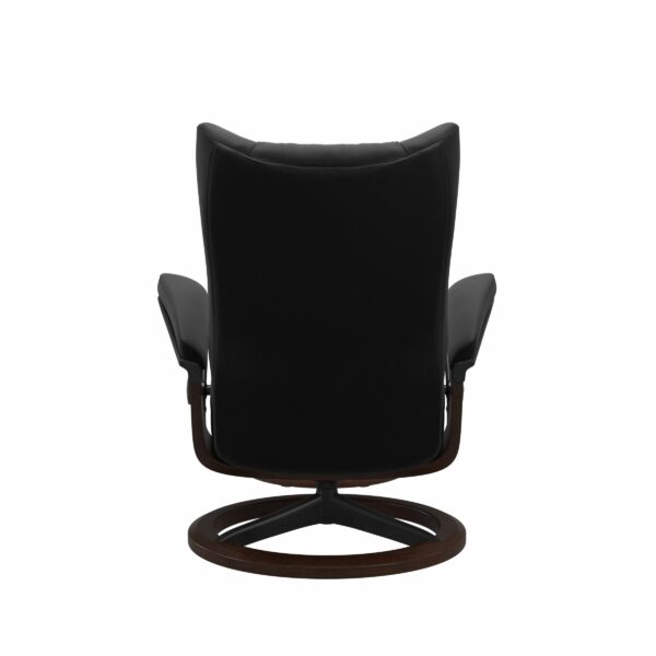 Stressless Wing Sessel mit Hocker in Leder Paloma Black - Gestell Braunund schwarzes Metall, von hinten