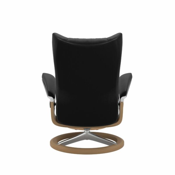 Stressless Wing Sessel mit Hocker in Leder Paloma Black - Gestell Eiche, Rückansicht