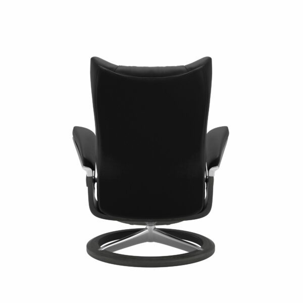 Stressless Wing Sessel mit Hocker in Leder Paloma Black - Gestell grau, Rückansicht