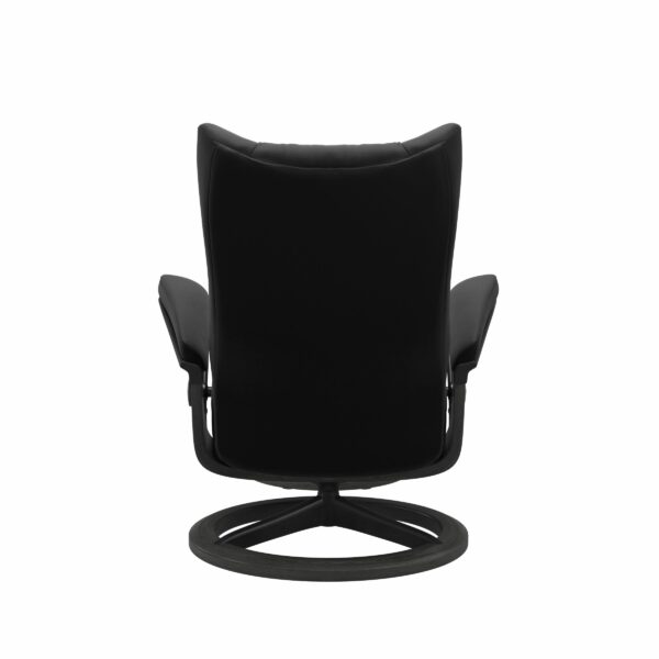 Stressless Wing Sessel mit Hocker in Leder Paloma Black - Gestell Grau und schwarzes Metall, von hinten