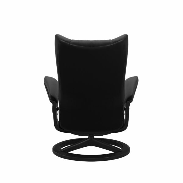 Stressless Wing Sessel mit Hocker in Leder Paloma Black - Gestell Schwarz und schwarzes Metall, von hinten