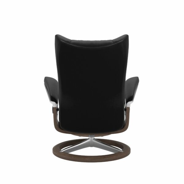 Stressless Wing Sessel mit Hocker in Leder Paloma Black - Gestell Walnuss, Rückansicht