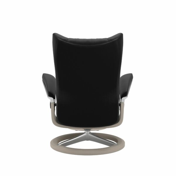Stressless Wing Sessel mit Hocker in Leder Paloma Black - Gestell Whitewash, Rückansicht