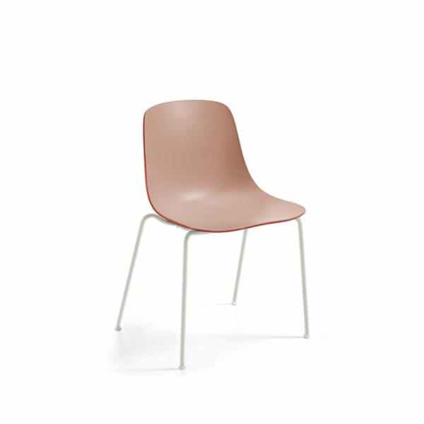 Raum.Freunde „Greta Binuance“ Stuhl - Kunststoffschale und weißes Gestell - Innen puderfarben