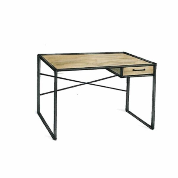 Trendstore „Auroa“ Schreibtisch aus MDF Wildeiche-Nachbildung mit schwarzem Metallgestell