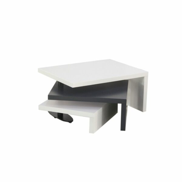 Trendstore „Malou“ Couchtisch mit Drehfunktion und Stopper Tischplatte und Gestell aus MDF weiß matt und dunkelgrau matt Variante Drehfunktion