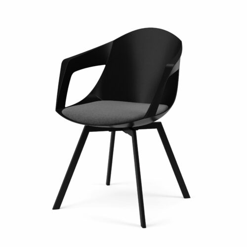 Trendstore „C-Bar“ Armlehnstuhl – Sitzschale schwarz, Gestell Metall schwarz