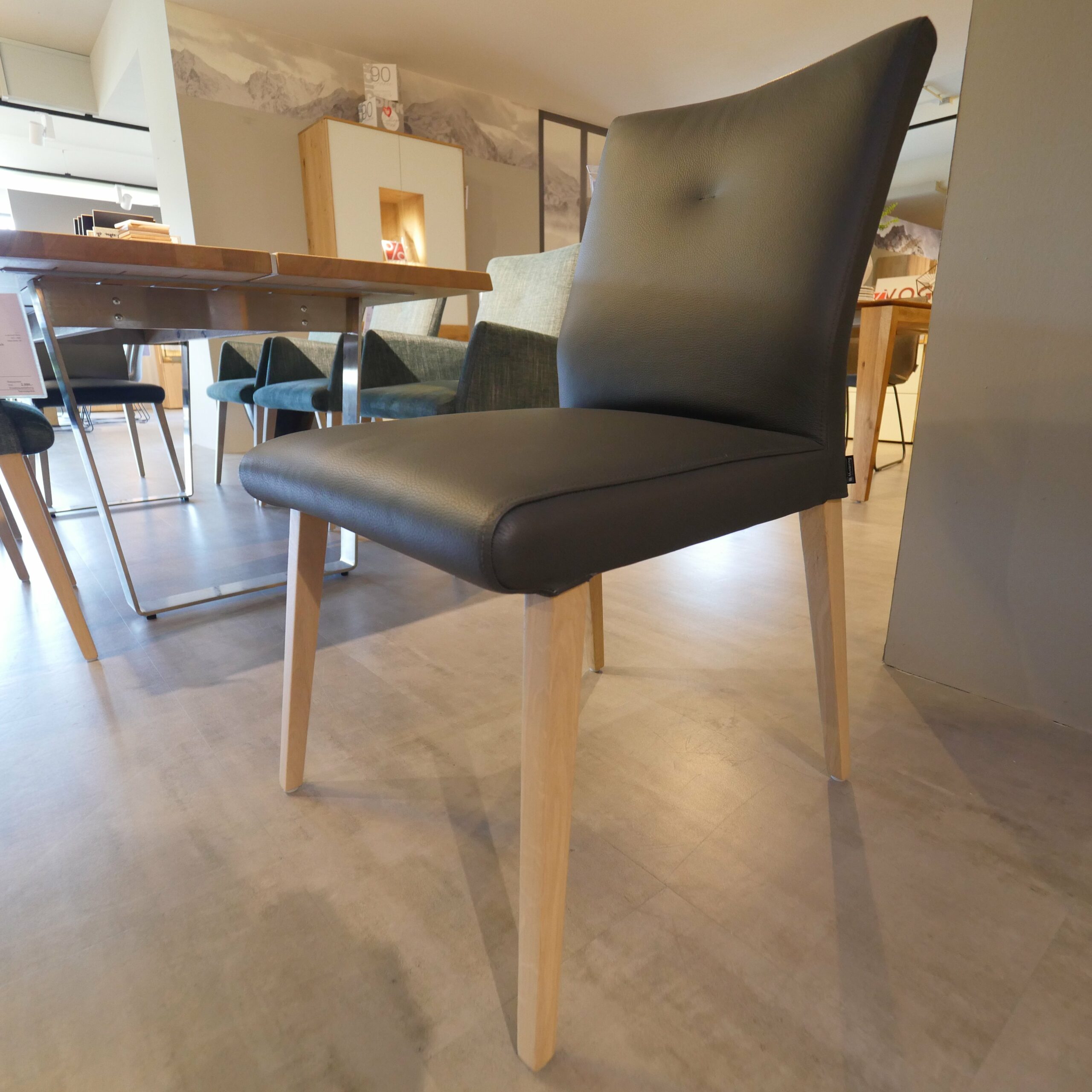 Musterring Piazza 8 Stühle - Stuhl ohne Armlehnen, Bezug aus Leder anthrazit