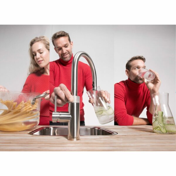 Quooker „Flex“ Armatur verchromt glänzend - kochendes und sprudelndes Wasser aus einem Wasserhahn
