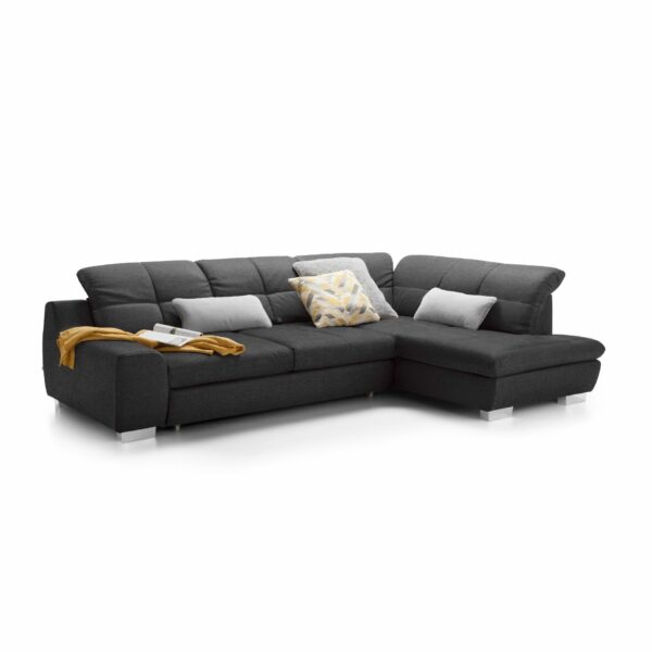 set one by Musterring Ecksofa SO 1200 in Grey Brown – Ottomane rechts