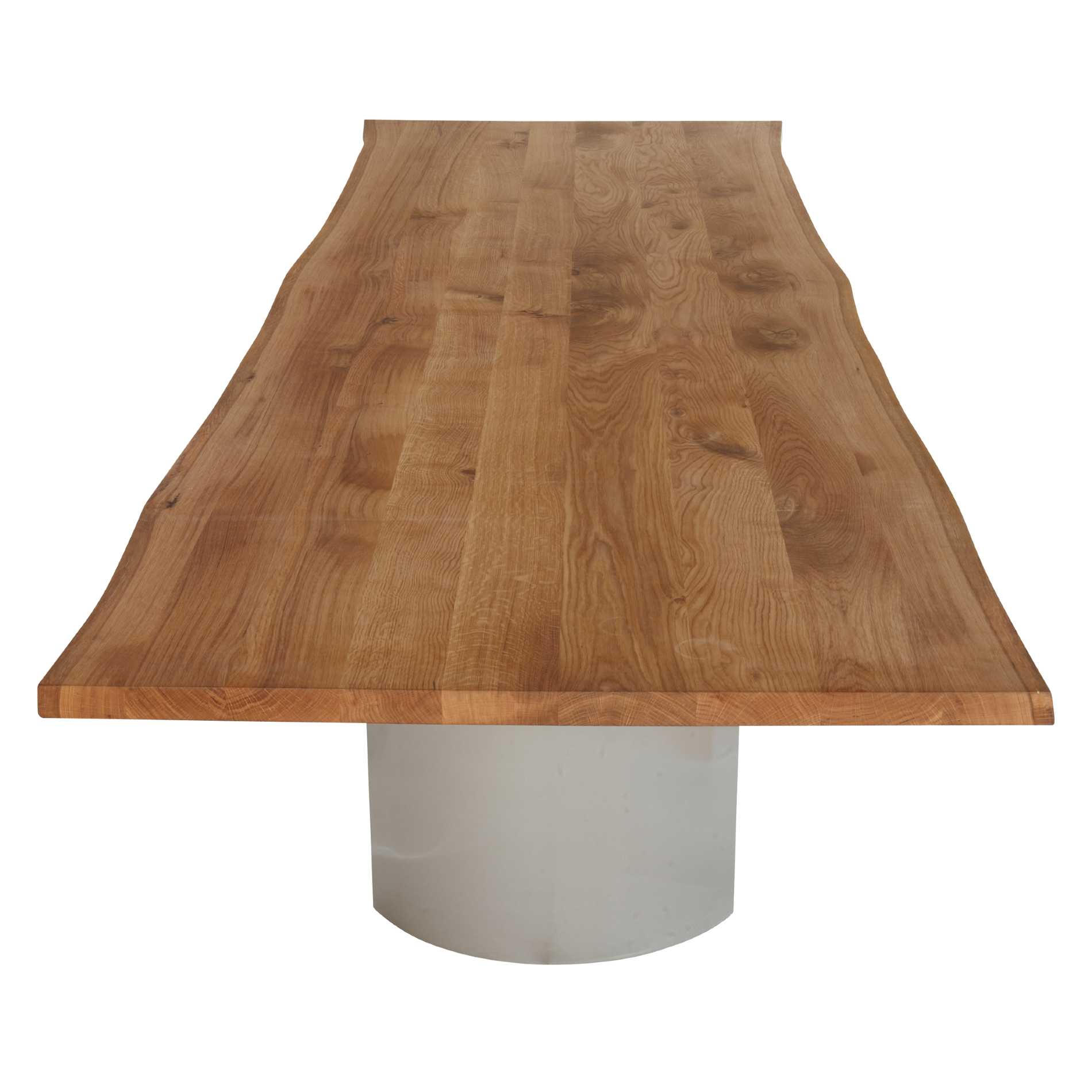 Contur Esstisch 3001 mit halbrunden Metallgestell und Tischplatte mit Baumkante