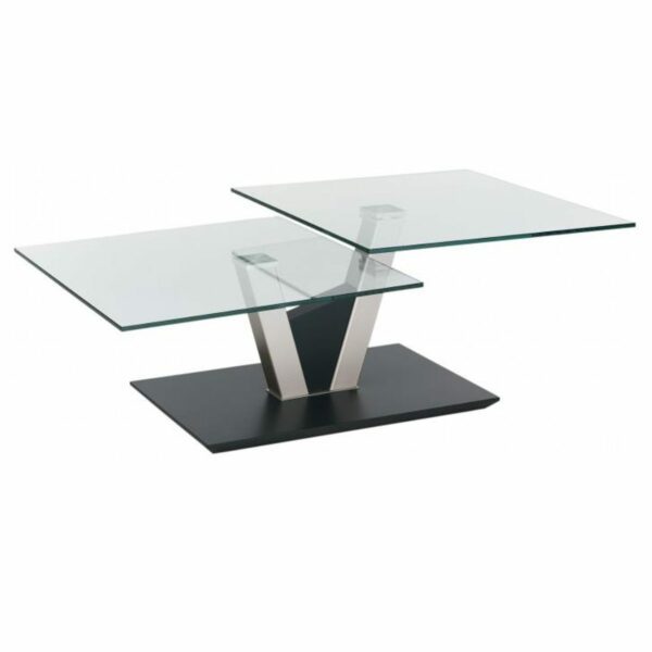 Vierhaus LS 800317 mit zwei Tischplatten aus Klarglas, V-Gestell und einer Bodenplatte aus Metall